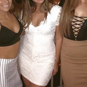 Cream lace mini dress